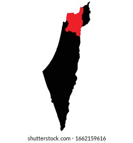 Ha Zofan District highlighted on Israel map Vector EPS 10