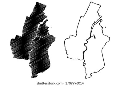 Haarlem City (Kingdom of the Netherlands, North Holland) map vector illustration, scribble sketch City of Haarlem map