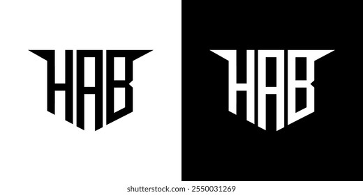 HAB Buchstaben-Logo-Design mit weißem Hintergrund in Illustrator, Vektorlogo modernes Alphabet Schriftart Überlappung Stil, Kalligraphie-Designs für Logo, Poster, Einladung, etc.