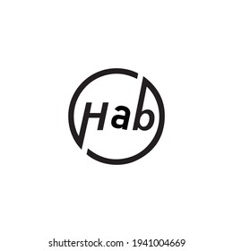 HAB Monogram Circle Letter Logo Design .