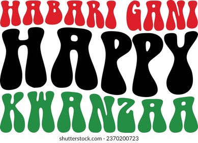 Habari Gani Happy Kwanzaa Retro T-shirt Design