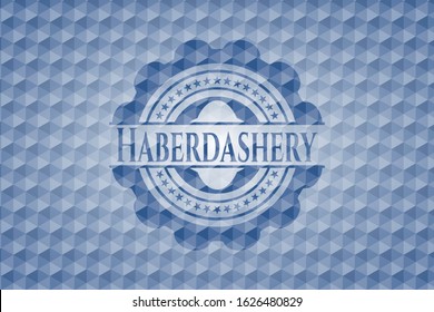 Haberdashery blue polygonal emblem. Vector Illustration. Detailed.