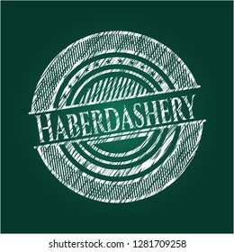 Haberdashery chalk emblem written on a blackboard