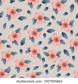 Habiscus flowers seamless repeating pattern