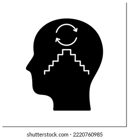 Habit creation glyph icon. Changing behavior, through regular repetition. Developing new habits. Self-development concept.Filled flat sign. Isolated silhouette vector illustration
