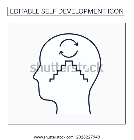 Habit creation line icon. Changing behavior, through regular repetition. Developing new habits. Self-development concept. Isolated vector illustration. Editable stroke
