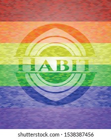 Habit emblem on mosaic background with the colors of the LGBT flag