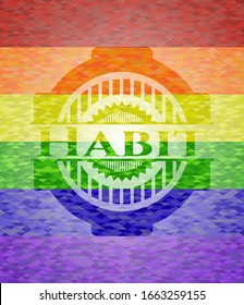 Habit emblem on mosaic background with the colors of the LGBT flag