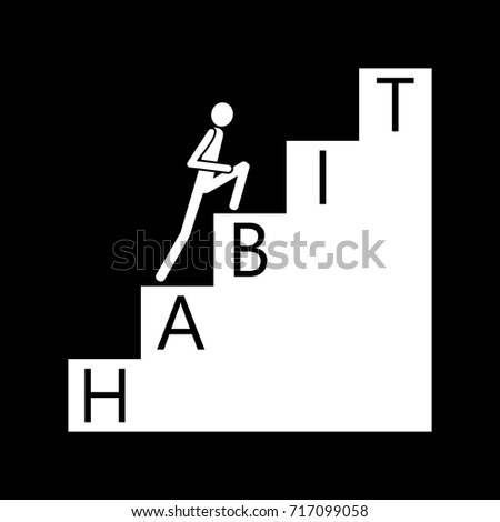 Habit formation step by step. Stock vector illustration of adopting habitual behavior process. Psychology illustration.