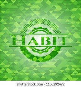 Habit realistic green mosaic emblem