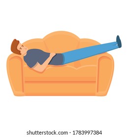 Habit rest on sofa icon. Cartoon of habit rest on sofa vector icon for web design isolated on white background