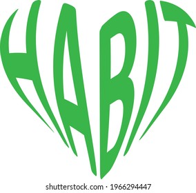 Habit Text, escrito en forma de corazón con color verde que representa hábitos saludables