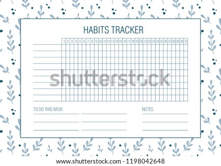 habit tracker blank hand drawn floral stock vector royalty free goals journal template