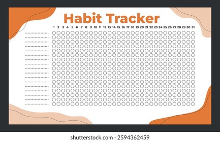  Habit Tracker. Blank monthly planner template for tracking habits. Monthly planner.