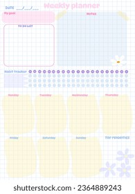 Habit tracker Chalkboard Calendar for Notes, monthly  planer, to do on purple background, notes, reminds  For girls with clouds rainbow  animal cartoons flowers