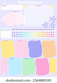 Habit-Tracker-Chalkboard-Kalender für Notizen, monatlicher Planer, auf violettem Hintergrund zu tun, Notizen, erinnert Für Mädchen mit Wolken Regenbogen-Tierkartoons Blumen