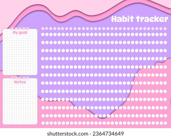 Habit tracker Chalkboard kids pink elements stiker inspiration planner paper notepaper personal notebook 