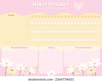 Habit tracker Chalkboard kids pink elements stiker inspiration planner paper notepaper personal notebook 