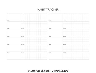 Habit tracker, challenge plan, minimalistic daily, weekly planner printable template. habit, workout planning and to do list. printable planner, digital planner. A4 size. Vector template. EPS 10