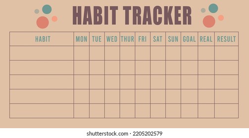 Habit tracker check list for adults. It's perfectly applicable for any person like students, employee, athletes, house wife, or people from any occupation.