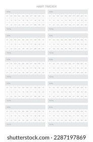 Habit tracker design template in a modern, simple, and minimalist style. Note, scheduler, diary, calendar, planner document template illustration.