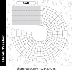 Habit tracker is empty. Bullet magazine template. Monthly planner. Vector illustration. Organizer for printing, diary, planner for important purposes.Bullet jurnal
