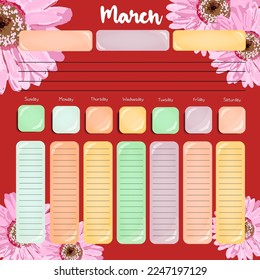 Habit tracker is empty. Bullet magazine template. Monthly planner. Vector illustration. Organizer for printing, diary, planner for important purposes.Bullet jurnal