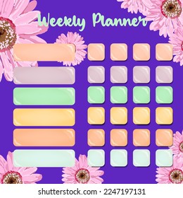Habit tracker is empty. Bullet magazine template. Monthly planner. Vector illustration. Organizer for printing, diary, planner for important purposes.Bullet jurnal