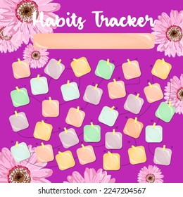 Habit tracker is empty. Bullet magazine template. Monthly planner. Vector illustration. Organizer for printing, diary, planner for important purposes.Bullet jurnal