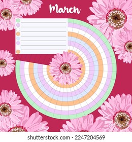 Habit tracker is empty. Bullet magazine template. Monthly planner. Vector illustration. Organizer for printing, diary, planner for important purposes.Bullet jurnal