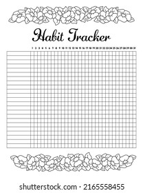 Habit tracker to improve your life. Sheet template for printing. Vector illustration isolated on white background.