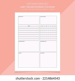 Habit Tracker Interior | Habit Tracker Log Book | Habit Tracker Note Book