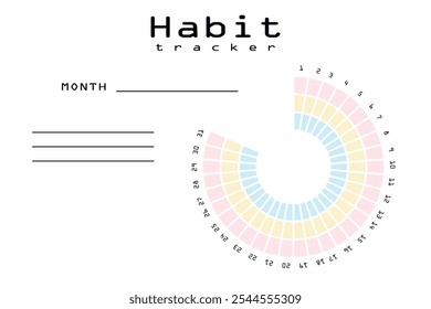 Habit tracker for MONTH. Template mockup. Vector  personal organizer. Minimalist simple planner.