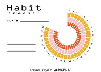 Habit tracker for MONTH. Template mockup. Vector  personal organizer. Minimalist simple planner.