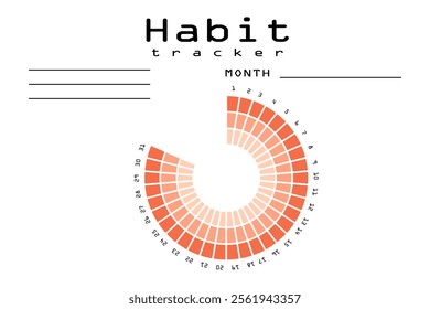 Habit tracker for MONTH. Template mockup. Vector  personal organizer. Minimalist simple planner.