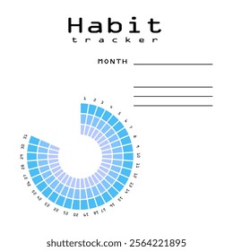 Habit tracker for MONTH. Template mockup. Vector  personal organizer. Minimalist simple planner.