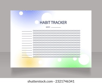 Habit tracker for month worksheet design template. Printable goal setting sheet. Editable time management sample. Scheduling page for organizing personal tasks. Lato Regular, Light fonts used