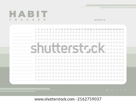 Habit tracker. Monthly planer. Monthly planner habit tracker blank template. Vector illustration. Minimal style. Clean style.