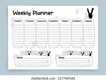 Habit tracker. Monthly planner. Monthly planner habit tracker blank template. Vector illustration. Minimal style. Clean style. Daily to do. Cute style.