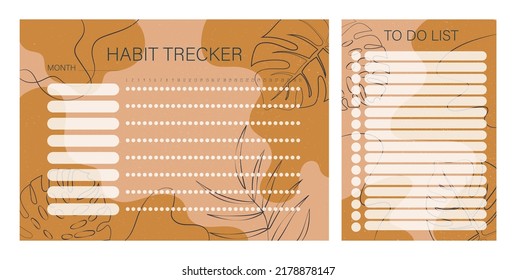 Habit Tracker. Monthly planner habit tracker blank template. Monthly planer. Bullet journal template. Vector illustration.