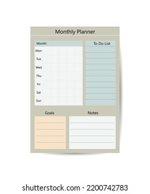 Habit tracker. Monthly planner. Monthly planner habit tracker blank template. Vector illustration. Minimal style. Clean style. Daily to do.
