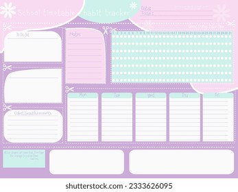 Habit Tracker. Monthly planner habit tracker blank template. Monthly planer. Vector illustration. Soft trendy color