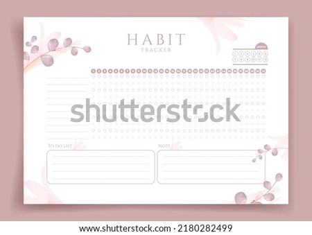 Habit tracker. Monthly planner. Monthly planner habit tracker blank template. Vector illustration. Minimal style. Clean style. Daily to do.