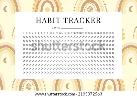 Habit Tracker. Monthly planner habit tracker blank template. Monthly planer. Vector illustration.