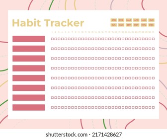 Habit Tracker. Monthly planner habit tracker template.