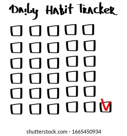 Habit tracker page. organizational diary or notebook. Plan for a month to develop a good habit. Goal achievement tracker day after day. Trending color. Vector illustration
