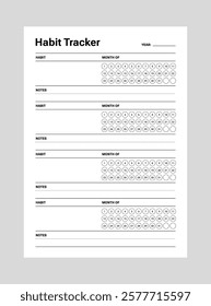 Habit tracker planner page empty template