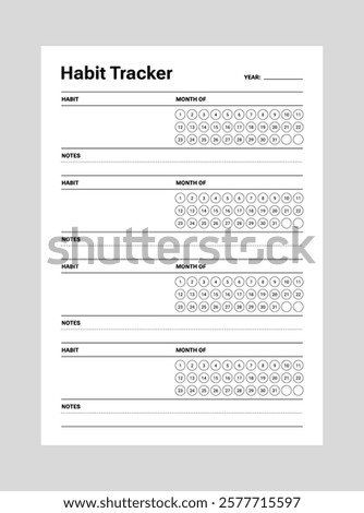 Habit tracker planner page empty template
