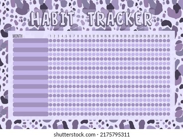 Habit tracker template for monthly.Planner checklist ready to print.Calendar table of habits for every day.