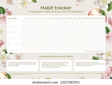 Habit tracker watercolor cherry flower design